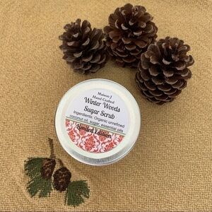 Winter Woods hand crafted exfoliating and moisturizing sugar scrub all natural